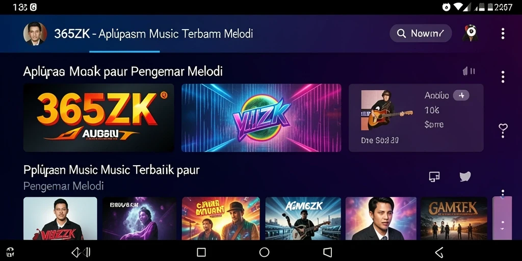 Tangkapan layar utama 365ZK menampilkan antarmuka permainan musik yang interaktif.