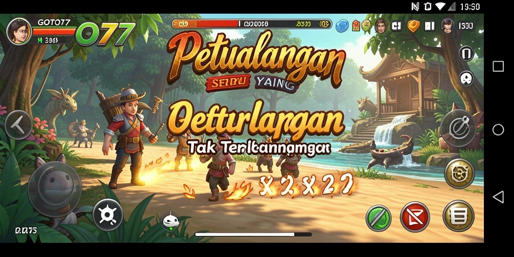 Tampilan gameplay GOTO77 dengan aksi petualangan yang mendebarkan.