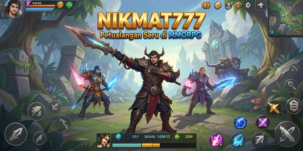 Tampilan aksi seru dari gameplay NIKMAT777 di dunia MMORPG.