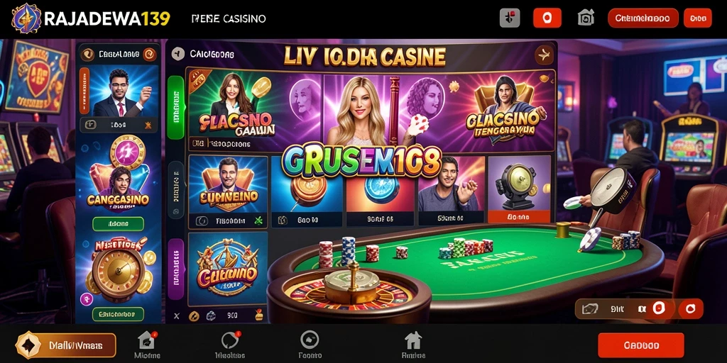 Screenshot gameplay RAJADEWA138 menampilkan suasana kasino langsung yang mendebarkan.