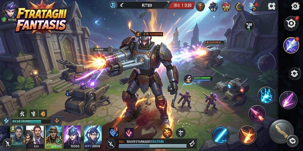 Screenshot gameplay menampilkan pertempuran strategi yang intens