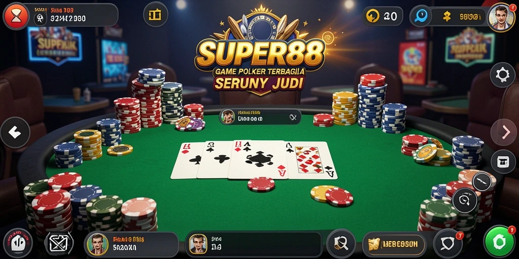 Tampilan gameplay menarik di SUPER88 dengan suasana Poker yang kompetitif.